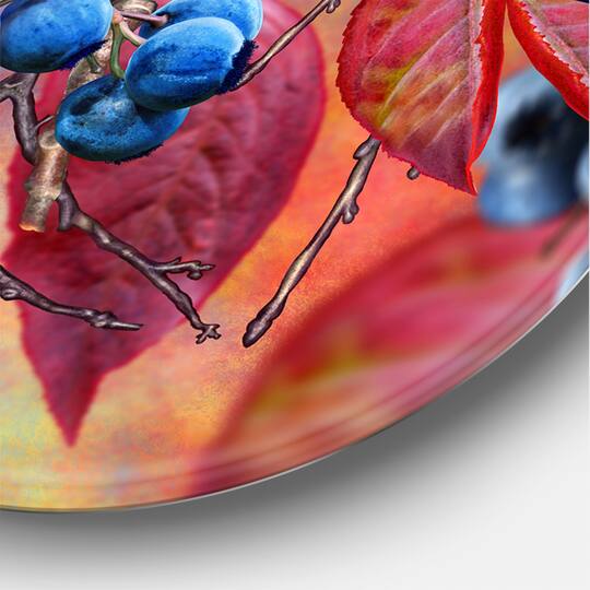Designart - Bright Bird Bullfinch Sitting On A Branch I - Traditional Metal Circle Wall Art